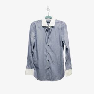 Dsquared2 Button Up Shirt Cotton Blue Striped Men’s Size 46‎
